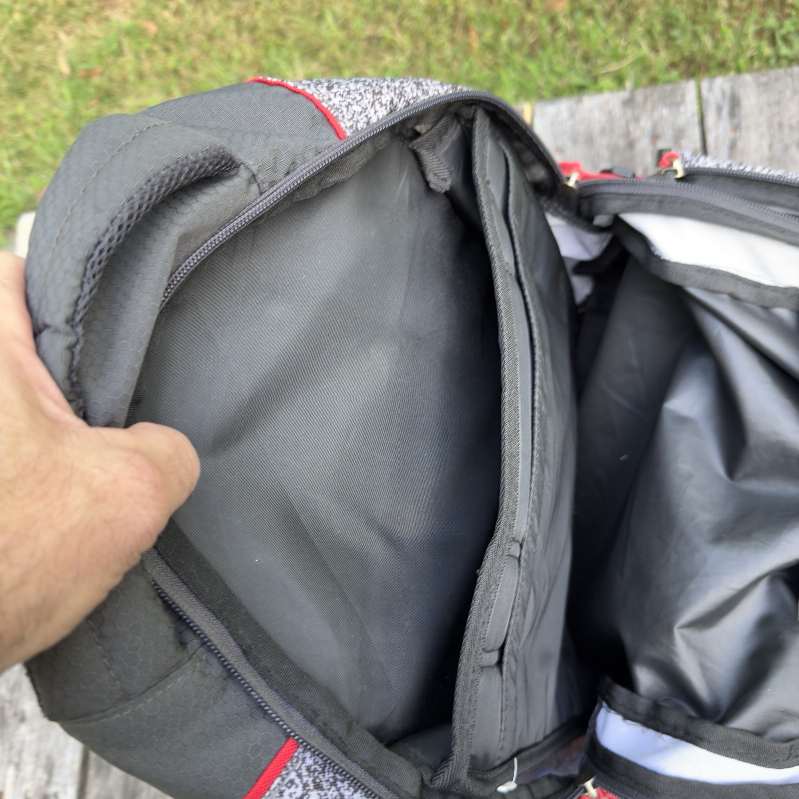 High Sierra Laptop Backpack Gray Black W/ Red Trim Multi Compart Travel School