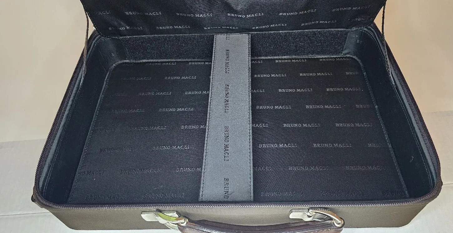 BRUNO MAGLI Brown Leather Compact Briefcase made in Italy Office Bag