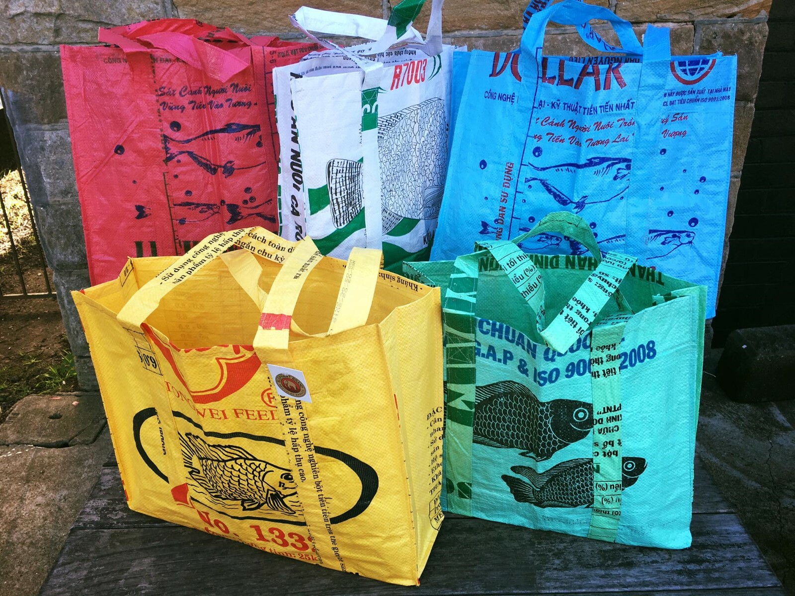 Recycled Budget Jumbo Grocery Bag made from Fish Feed Bags Fair Trade