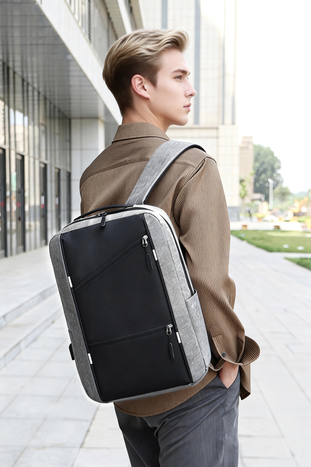 Black Business Laptop Waterproof Backpack Set Travel College School Bag