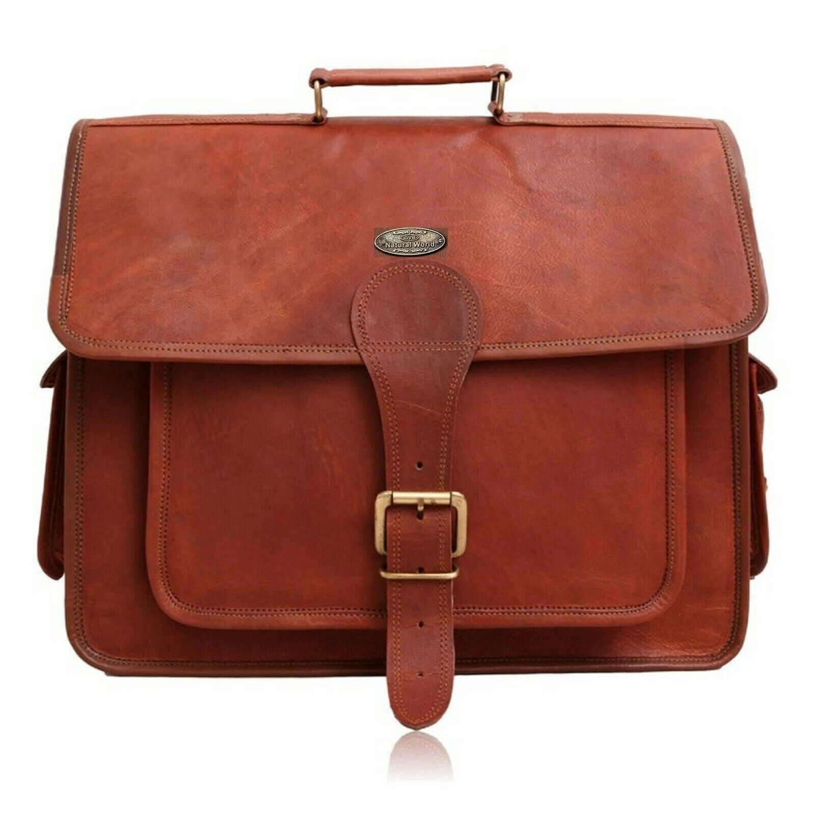 18″ Vintage Men Leather Satchel Shoulder Laptop Bag Messenger Best Xmas Gift