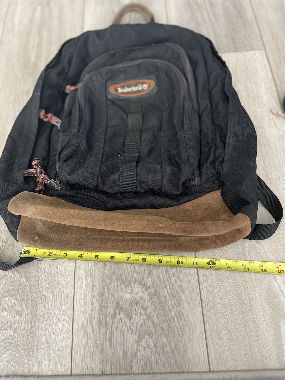Vintage Timberland Leather Canvas Backpack Vintage Black Brown