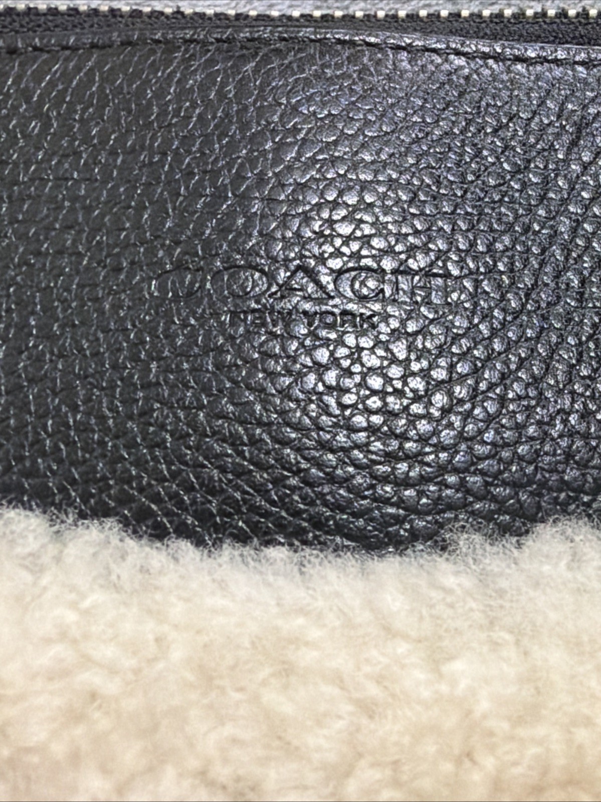 Coach Shearling – portfolio clutch – Black Pebble Leather -12” X 9” Pre-Owned