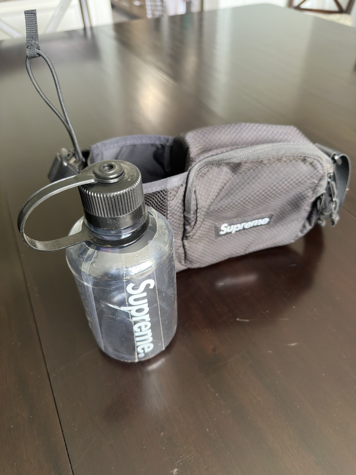 Supreme SS22 Side Bag Black Shoulder with 16oz Nalgene Water Bottle new NIB