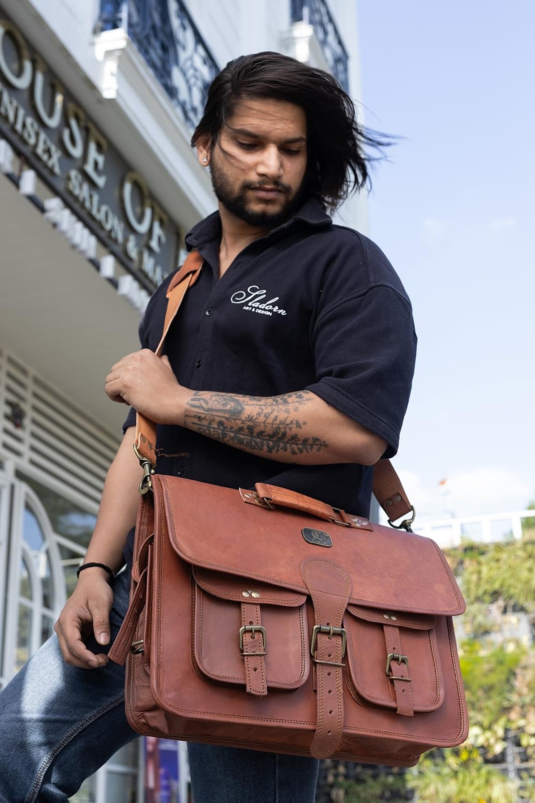 cuero Leather Messenger Bag for Men, 18 Inch Laptop Bag, Crossbody Bag Men, V…