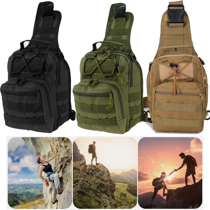 Mens Backpack Tactical Sling Shoulder Bag Molle Travel Chest Pack Outdoor Hiking