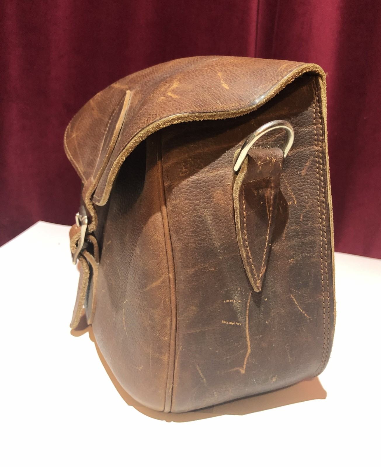 Vintage Thick Leather Saddle-Style Shoulder Bag Hunting Hiking School Messenger