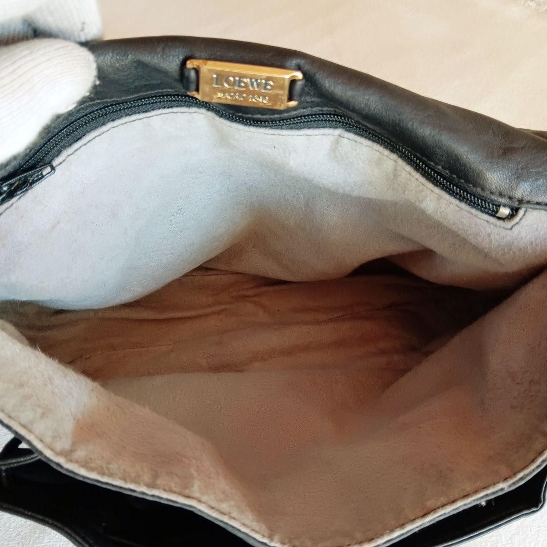 Loewe Vintage Leather Shoulder Bag Crossbody Anagram Black w/dustbag 27x21x5cm
