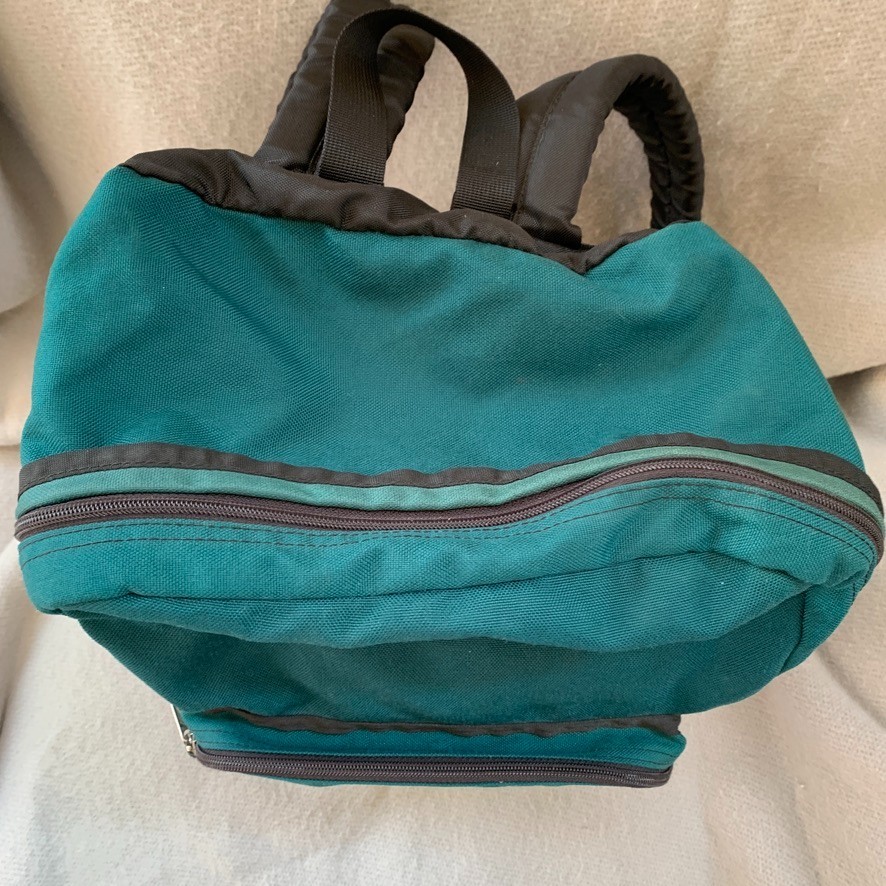 Vintage Y2K Nike Leather Suede Bottom Retro Green Backpack Bag Center Swoosh 90s