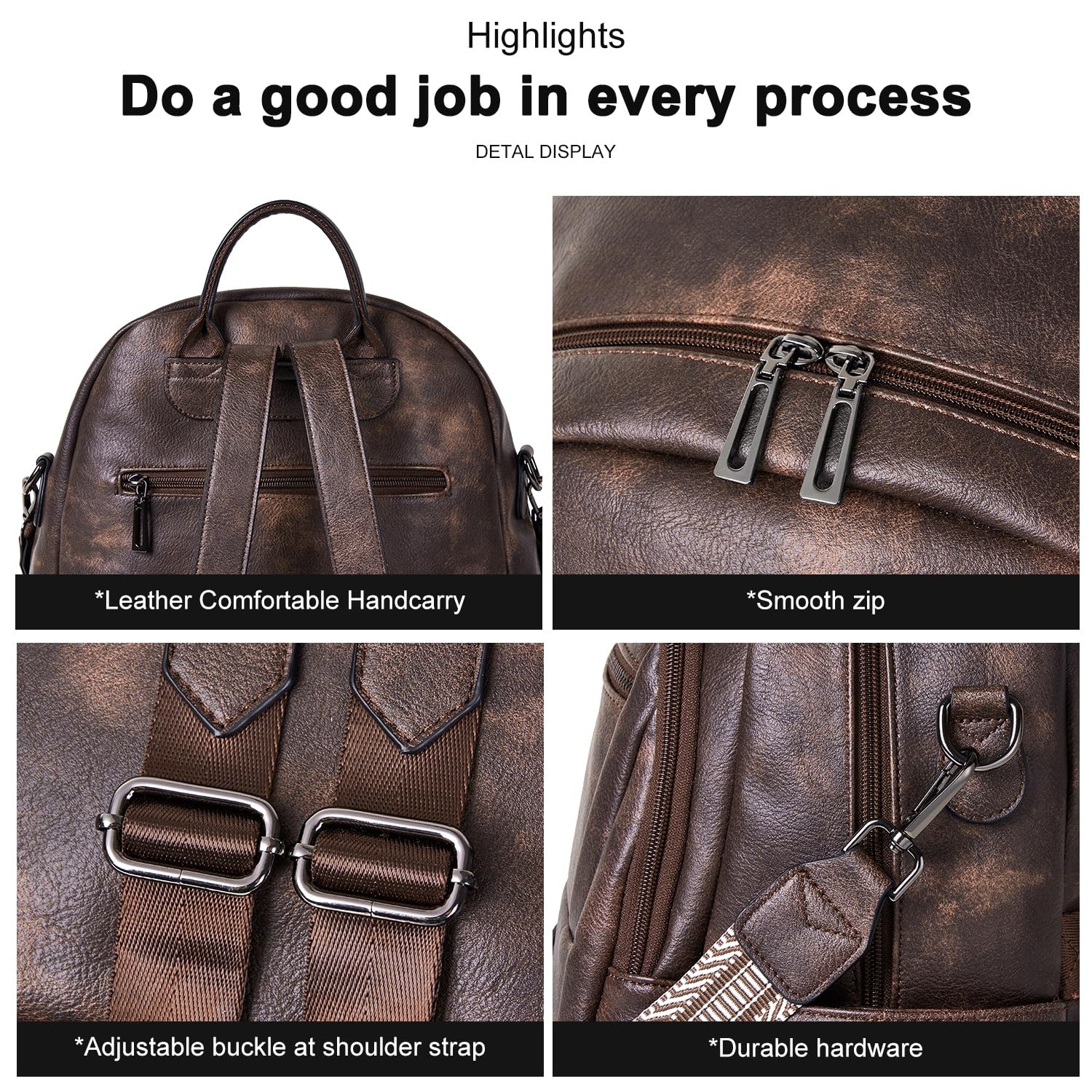 35L Backpack Purse for Women Men Vegan Leather Backpack College Computer Work…