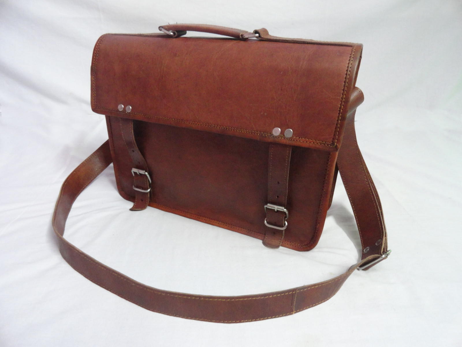14 In Leather Messenger Bag Office Satchel Laptop Briefcase School Crossbody Bag