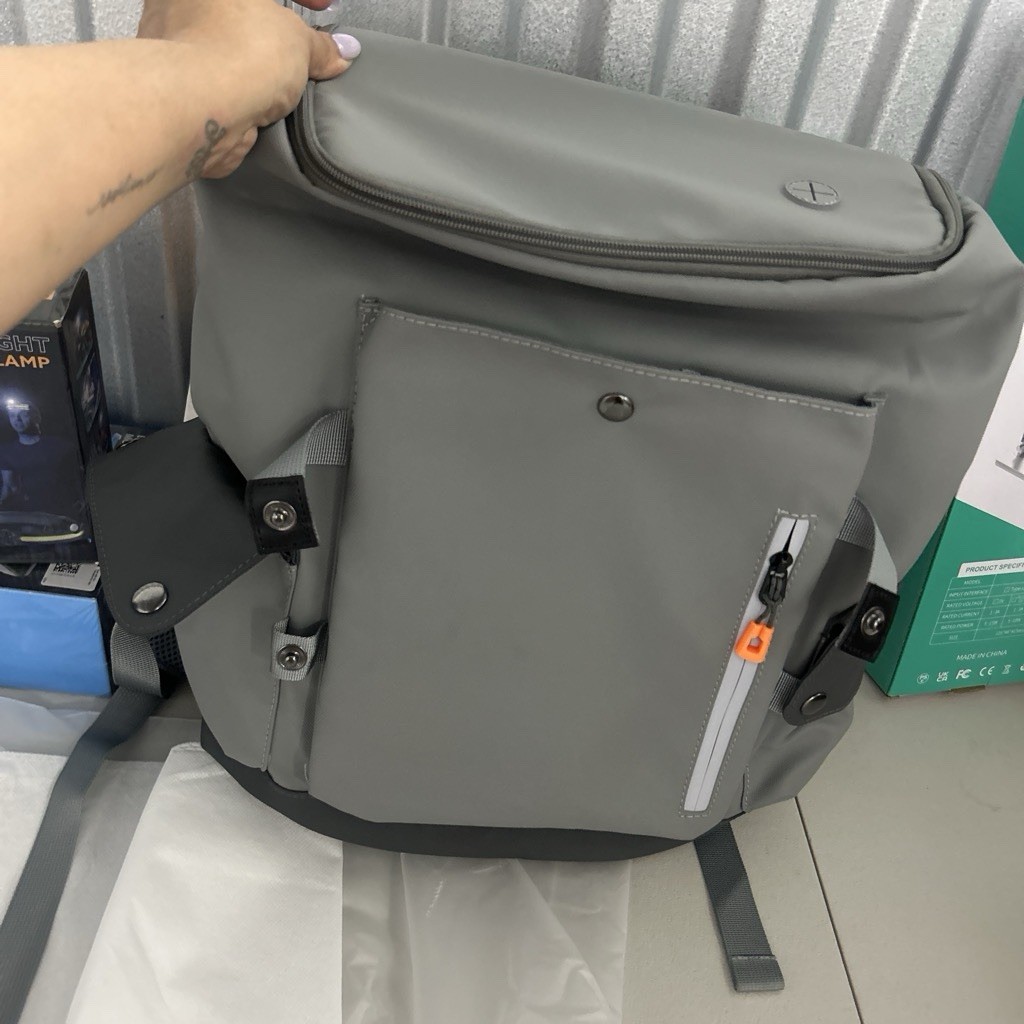 TORIMA Gray/Black Men’s Backpack Zip & Snap Closure with Inner/Outer Pockets