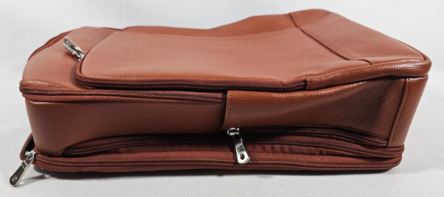 Leather Backpack 15.6″ Laptop Sleeve for Men Women TSA Friendly Travel Brown
