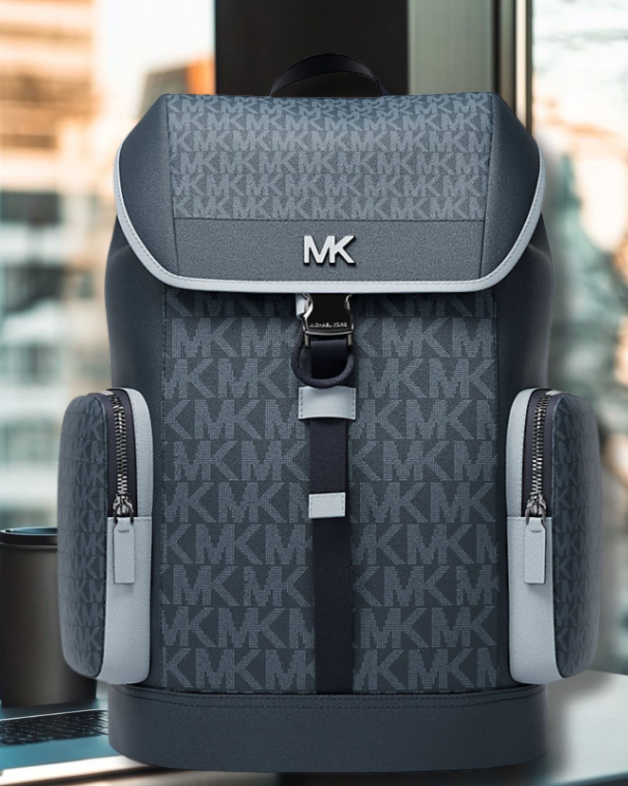 Michael Kors Cooper Men Medium Signature Logo Travel City Backpack Variation
