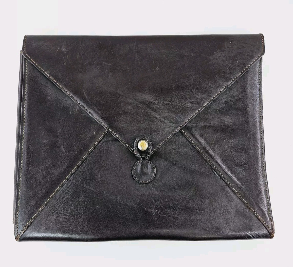 Wilsons Pelle Studio Brown Genuine Leather Portfolio Briefcase Business Bag