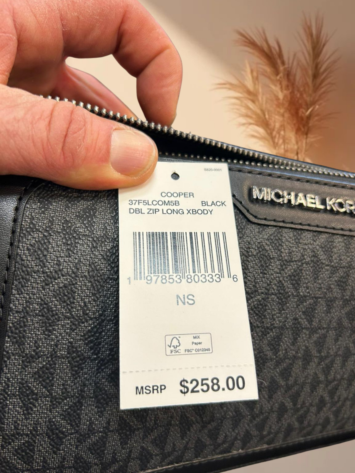 Michael Kors Cooper Men Signature Logo Double Zip Long Crossbody Bag Black