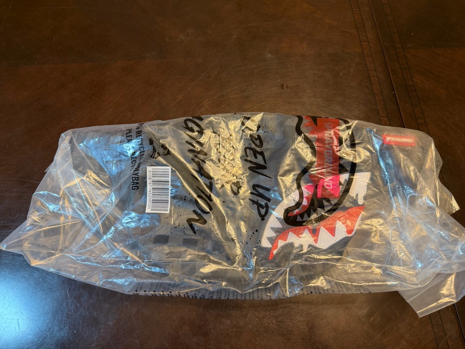 New Sprayground Shark Mouth Black Gray Crossbody Fanny Pack Bag Large