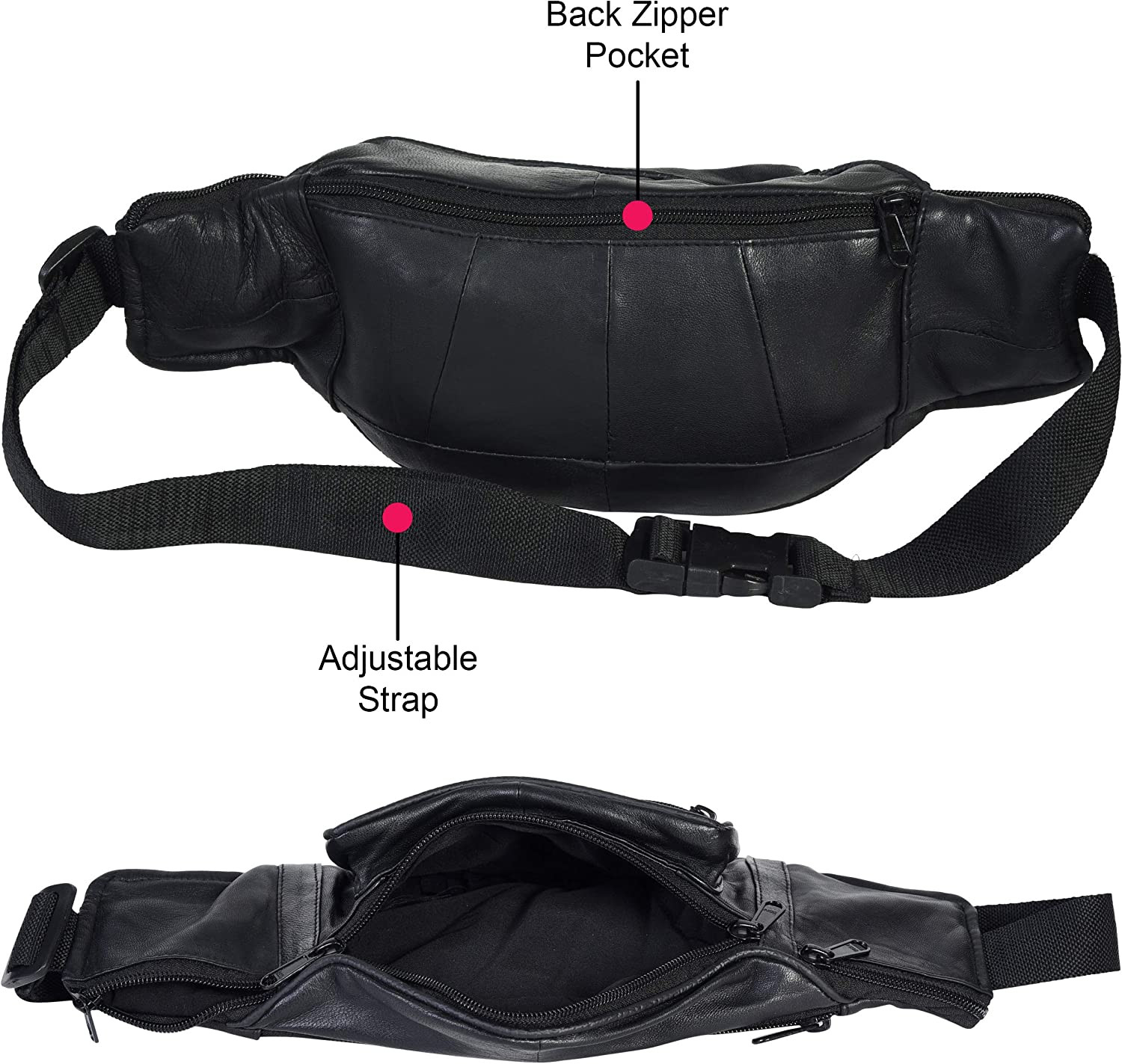Bolso Cinturon Cuero Genuino Leatherboss Para Viaje Exterior Senderismo Soporte