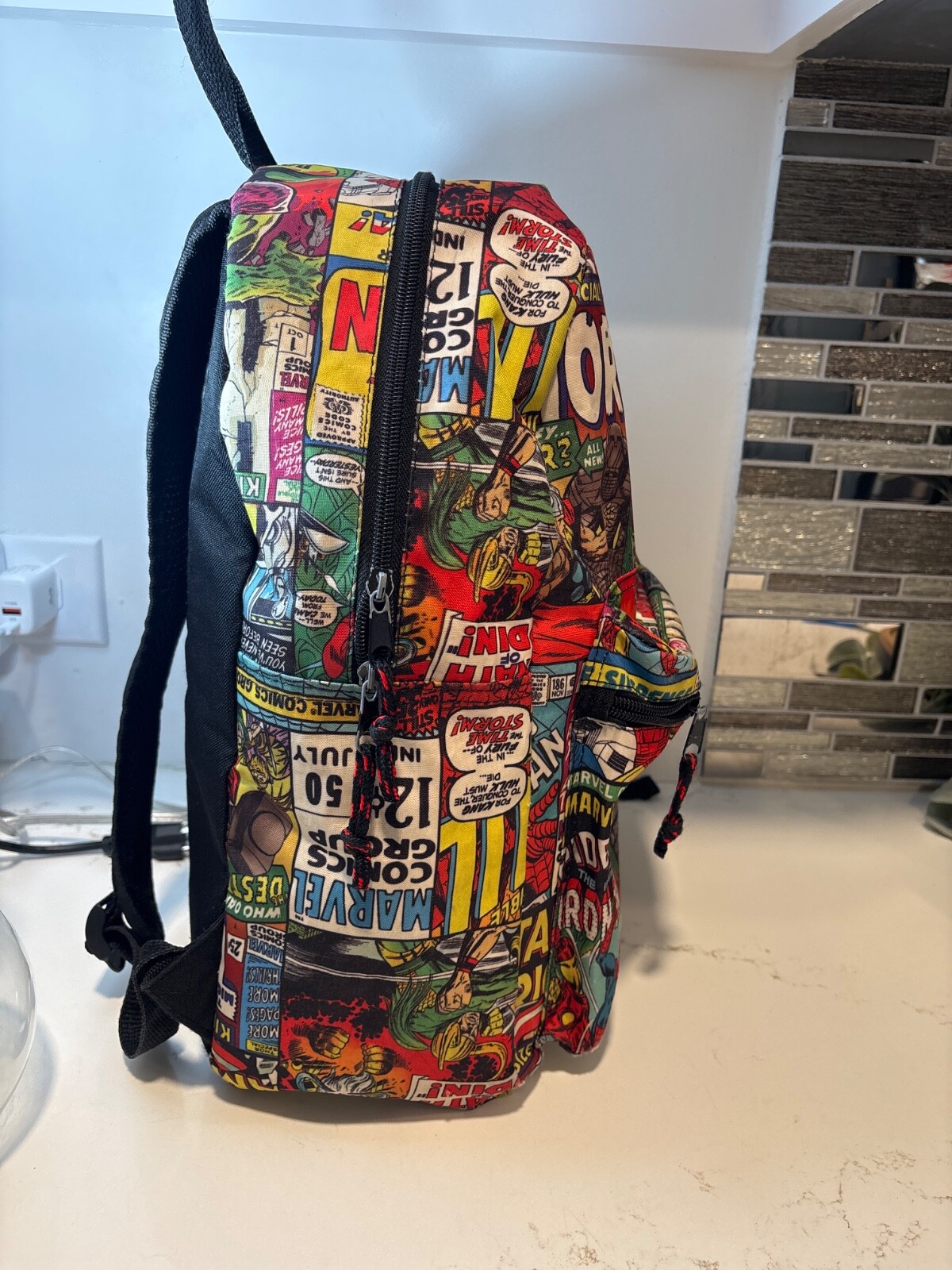 Marvel Comic Book Print Backpack School Book Bag Boys Kids Superhero