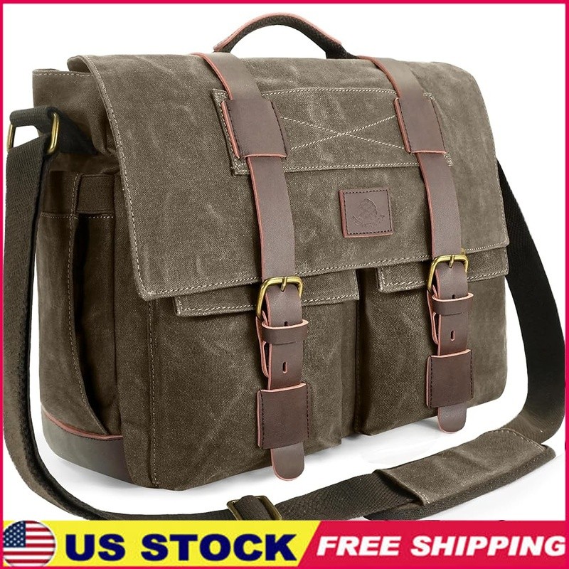 Water-resistant Durable Messenger Bag Laptop Vintage Canvas Adjustable Strap New