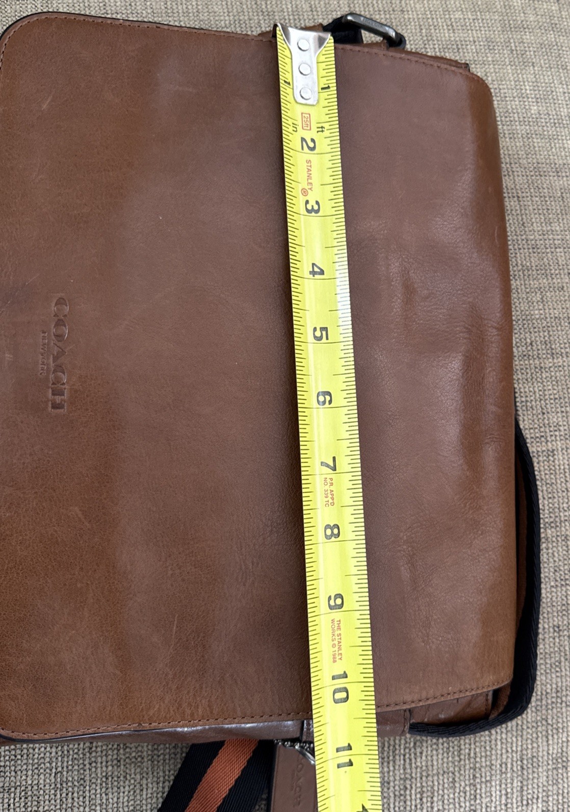 Coach Metropolitan Map Bag Tan Brown Sport Calf Leather Flap Messenger #72116