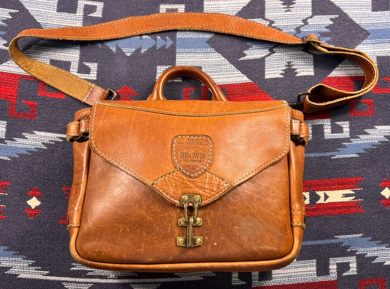 Tahoe Classics Brown Bag Co Saddle Leather Briefcase Messenger Bag Made In USA