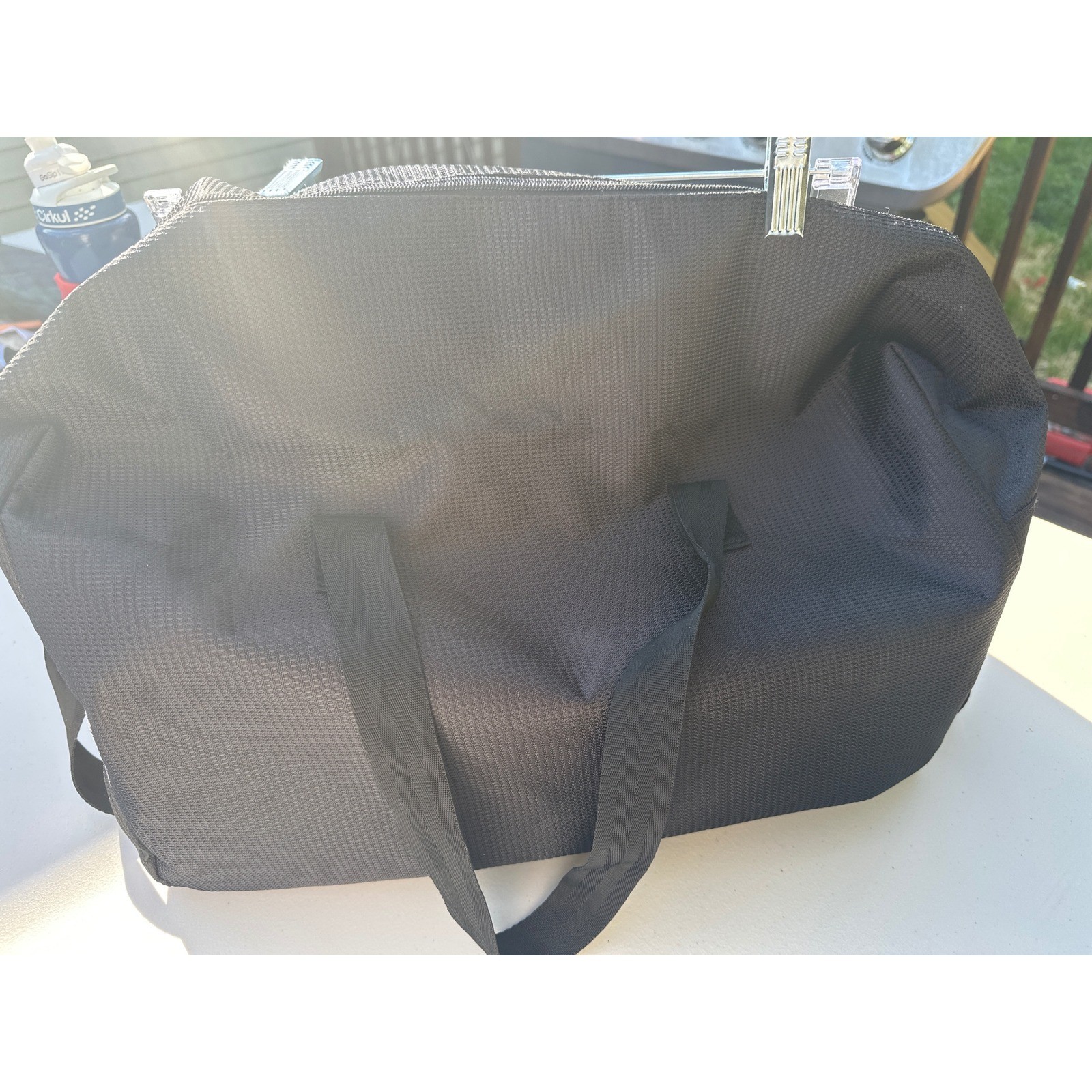 Giorgio Armani Fragrances Black Mesh Duffel Bag Travel Weekend Gym Bag Logo Gold
