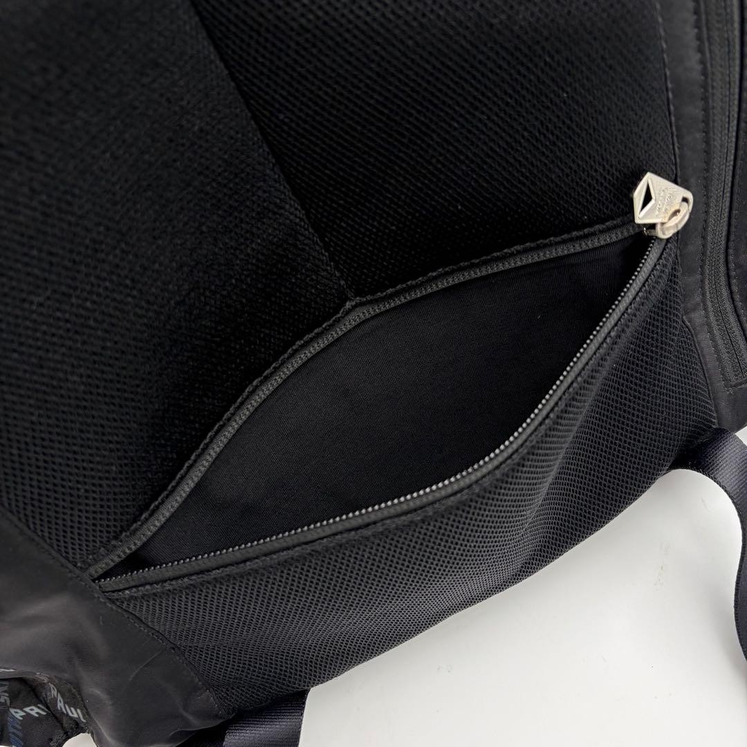Paul Smith Branded Monogram Backpack Black Leather Nylon 42cm Mens Auth