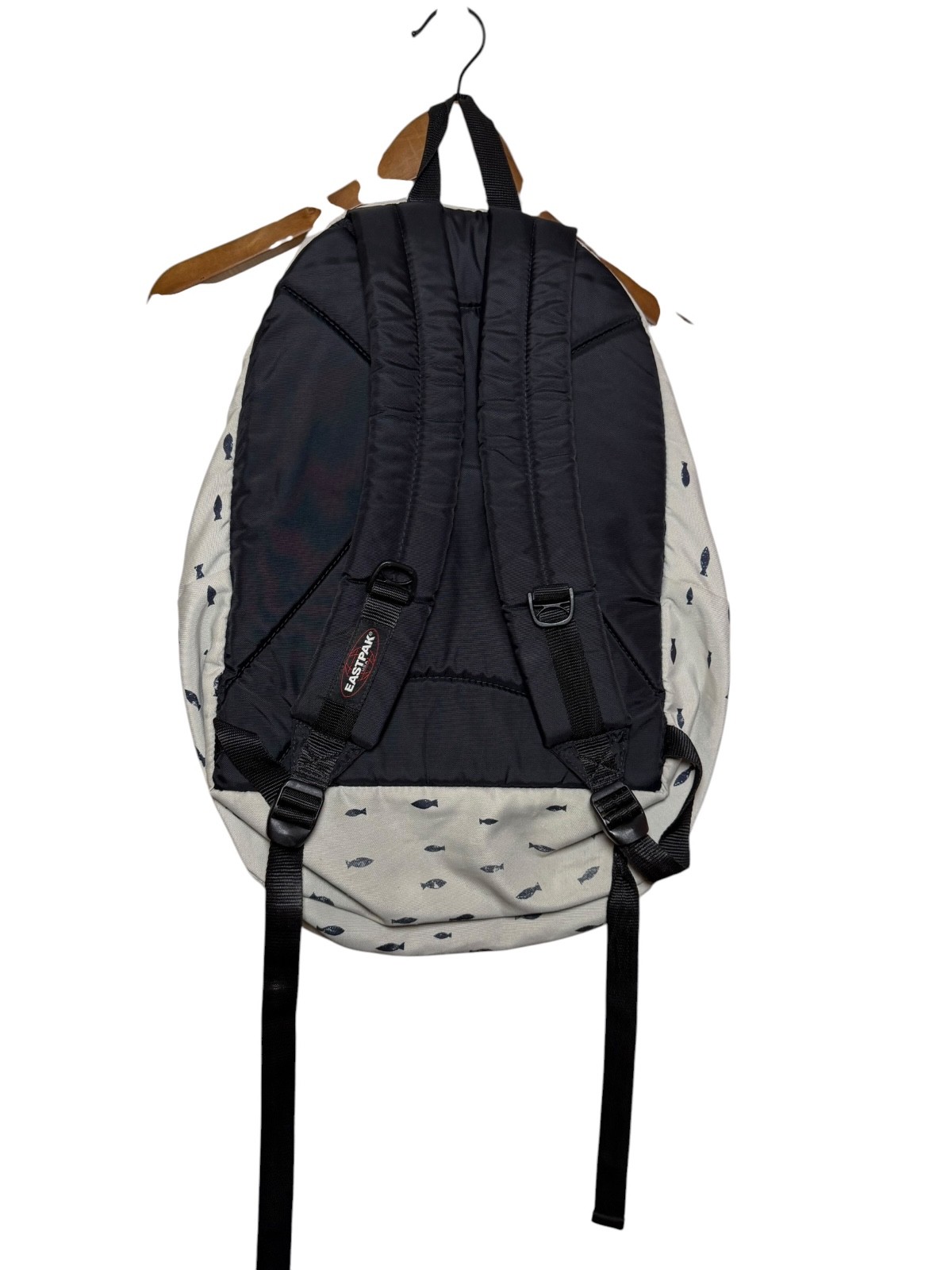 Eastpak Fish Print Backpack Gray Black School Travel Laptop Book Bag