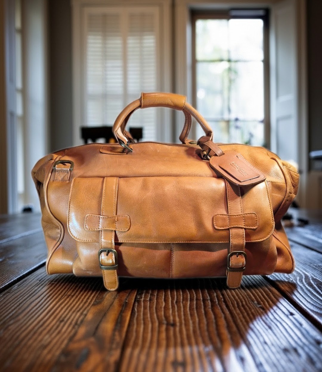 Claire Chase Millionaire Handcrafted Leather Duffel Antique Brass Hardware