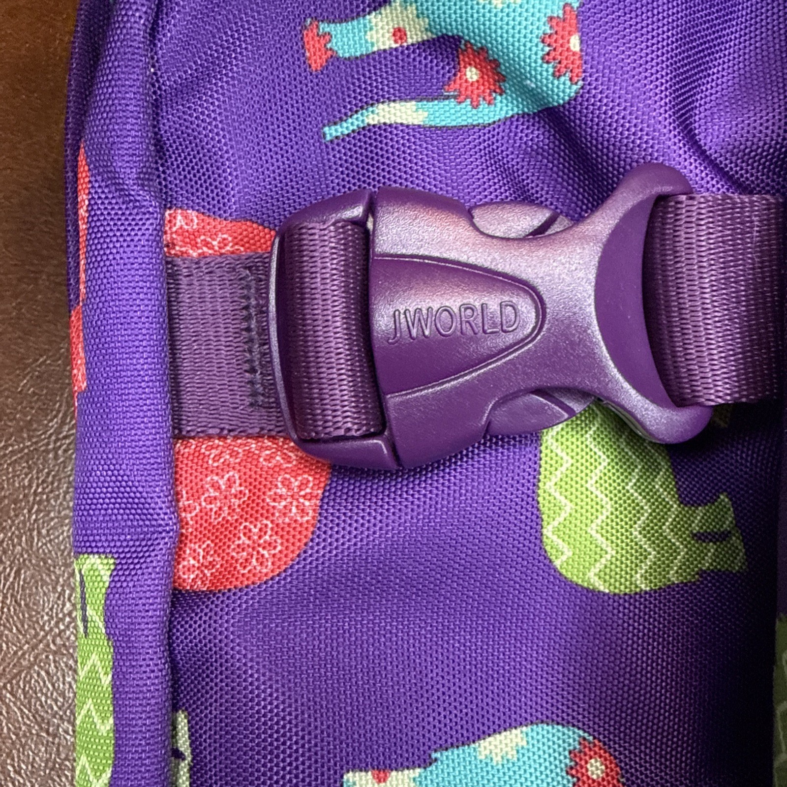 J World New York Canvas Messenger Bag Purple Elephants 14.5”