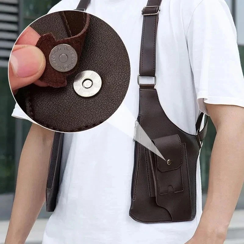 Adjustable Anti-Theft Underarm Shoulder Bag PU Leather Wallet Holster Bag