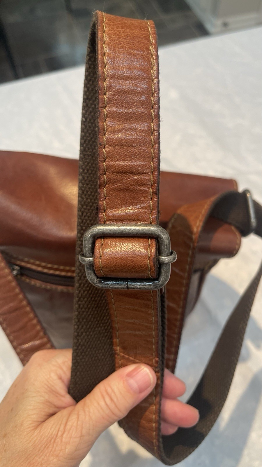 Jack Georges vintage Brown Leather Messenger Bag 9×9
