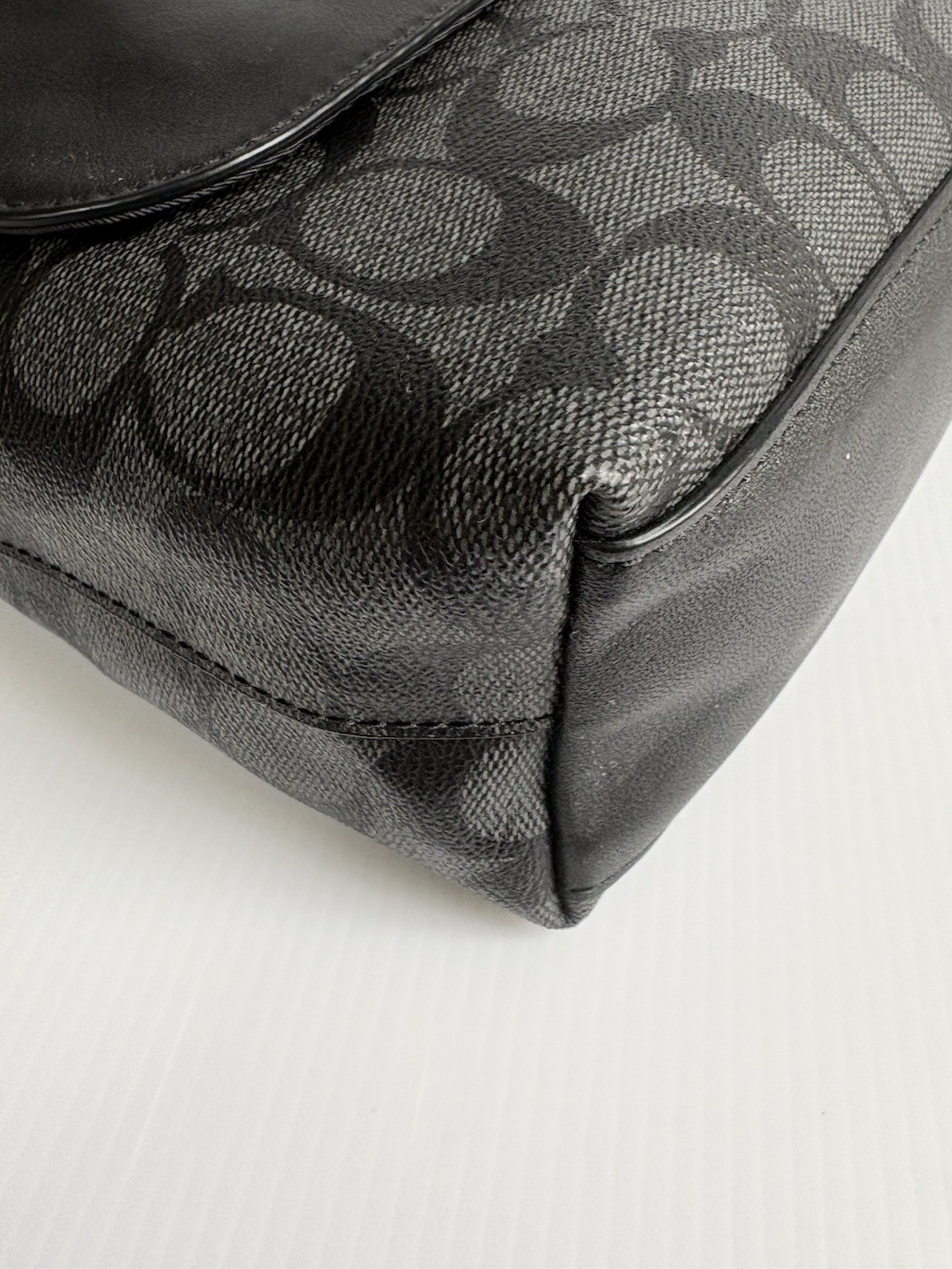 Coach F54771 Charles Small Messenger Bag Charcoal/Black EUC