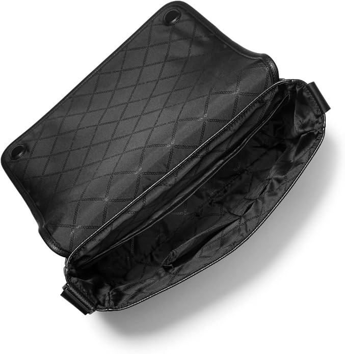 Michael Kors Men’s Malon Leather Magnetic Messenger Bag, Black, One Size