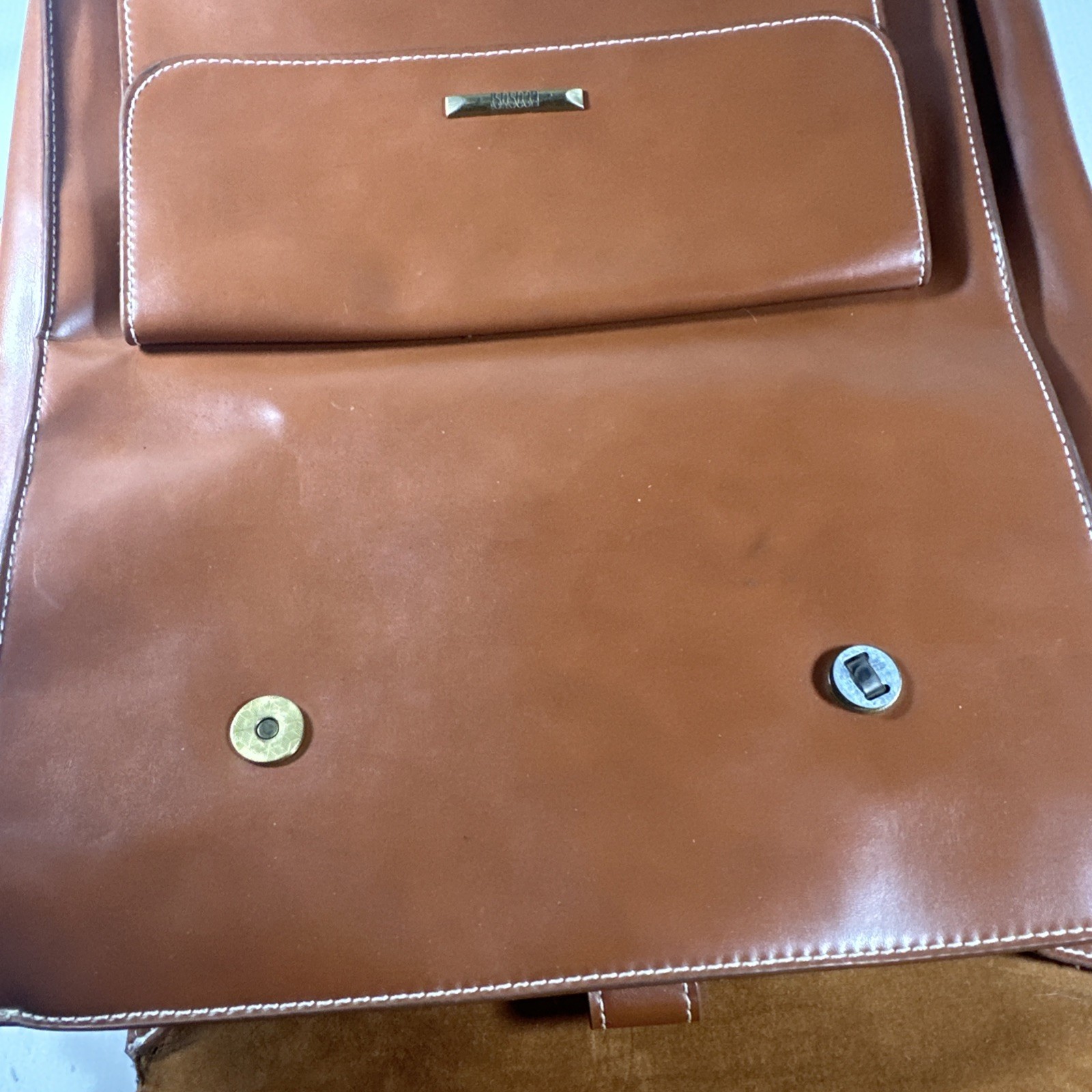 ECOSUSI Laptop Backpack Faux Leather Brown Straps See Photos