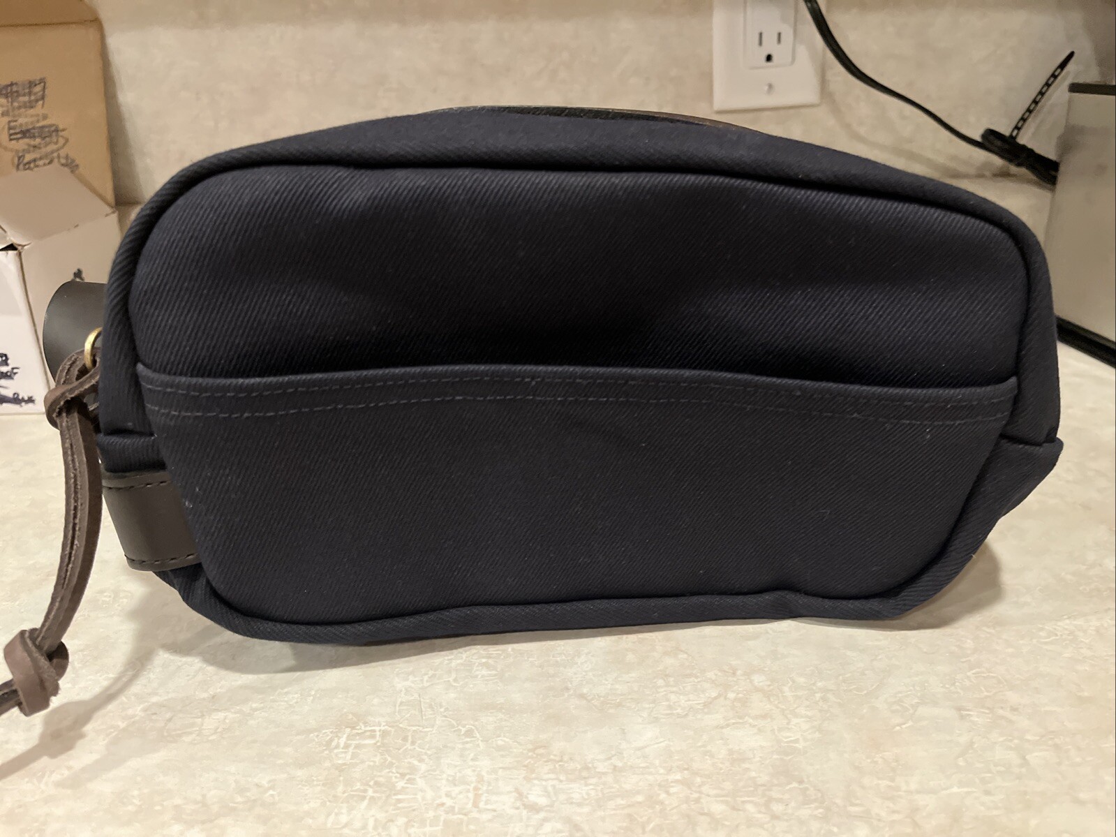 🔥 USA NEW FILSON Rugged Twill Leather Travel Kit Dopp Bag Navy Blue MiUSA NWOT