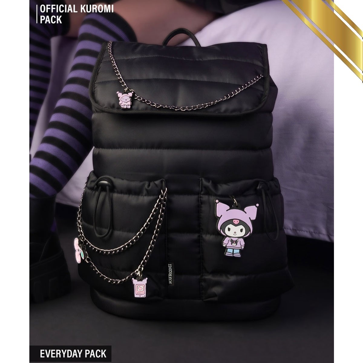 Hello Kitty Kuromi Backpack With Charm Set – Laptop College School Travel Bag