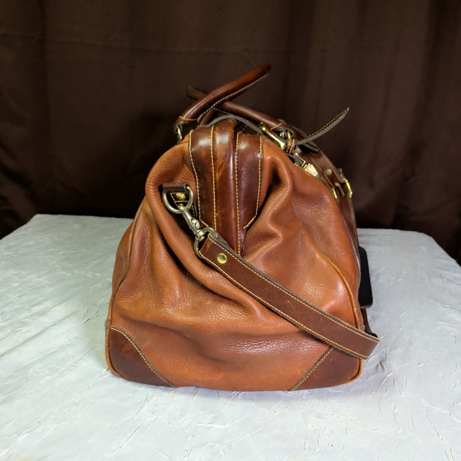 Cole Haan VINTAGE DARK Brown Leather Duffle Weekend Doctors Travel Bag Mens RARE