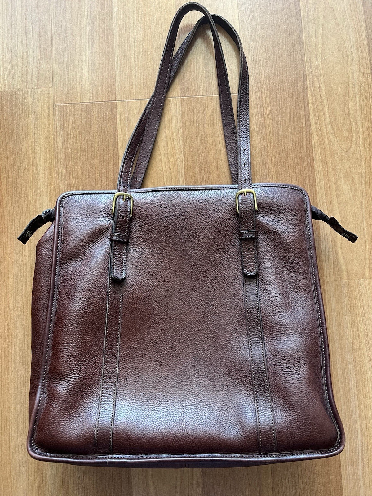 Jack Georges Brown Pebbled Leather Work Tote Laptop Bag USA Made
