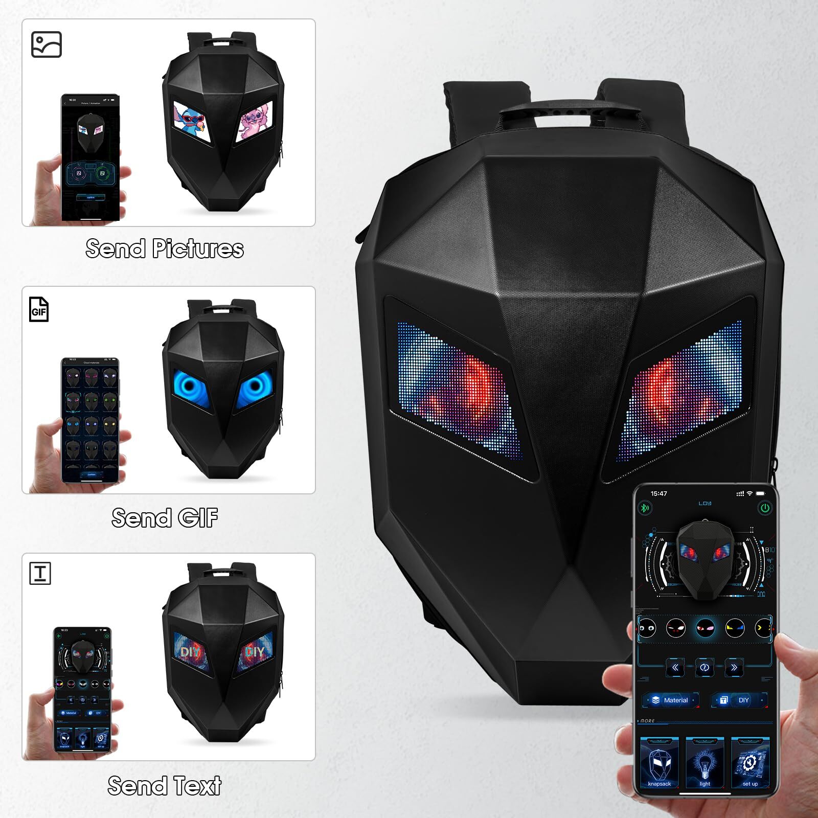 LED Display Backpack Business Travel Laptop Backpack Motorcycle Cycling Backpack
