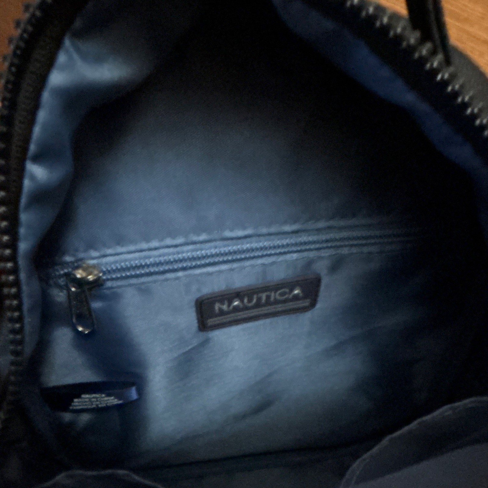 Nautica Men’s Black Logo Backpack Zip Closure Adjustable Strap Inner Pockets