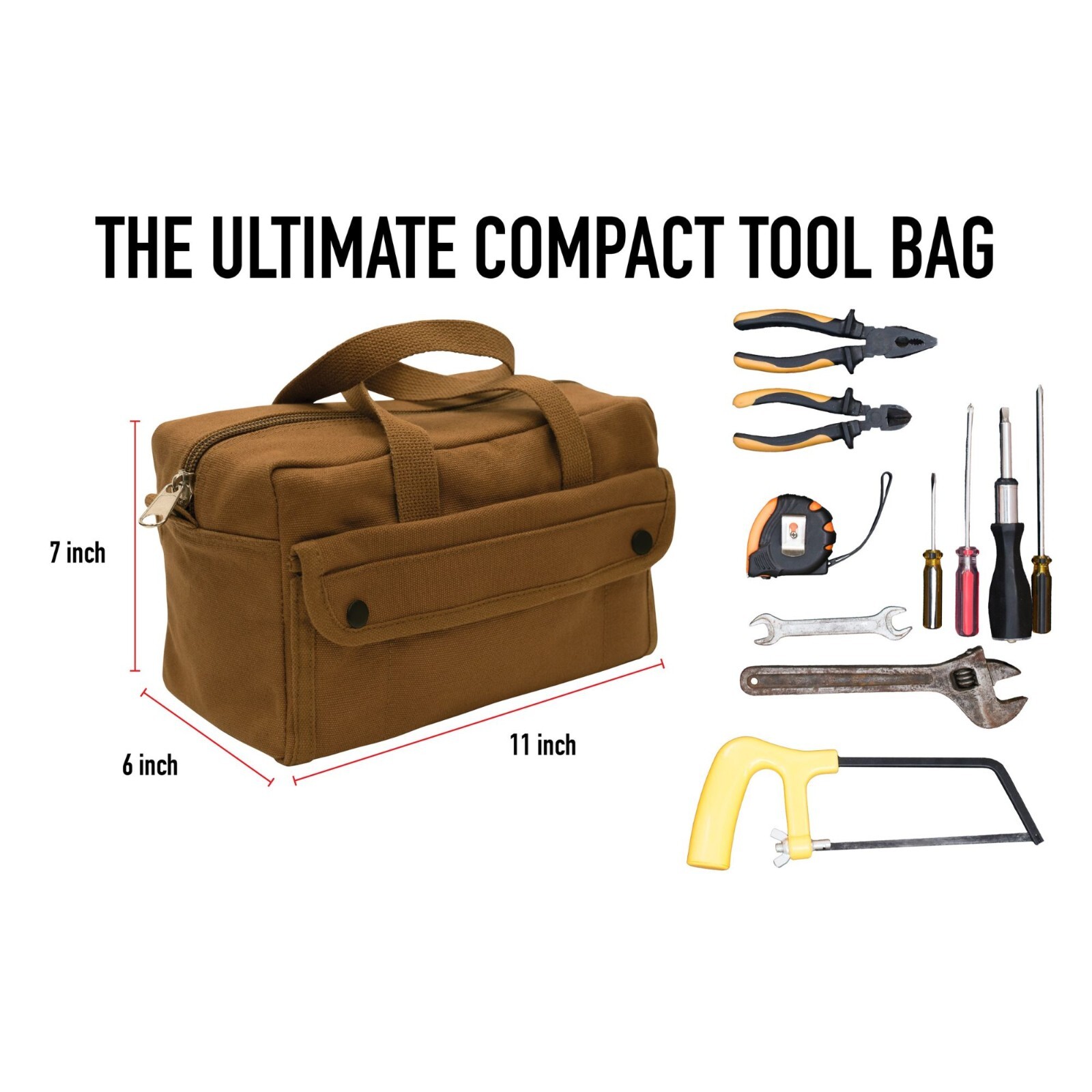 Heavy Duty Canvas Tool Bag Carry Supplies Mechanics Work Tactical 11″ x 7″ x 6″