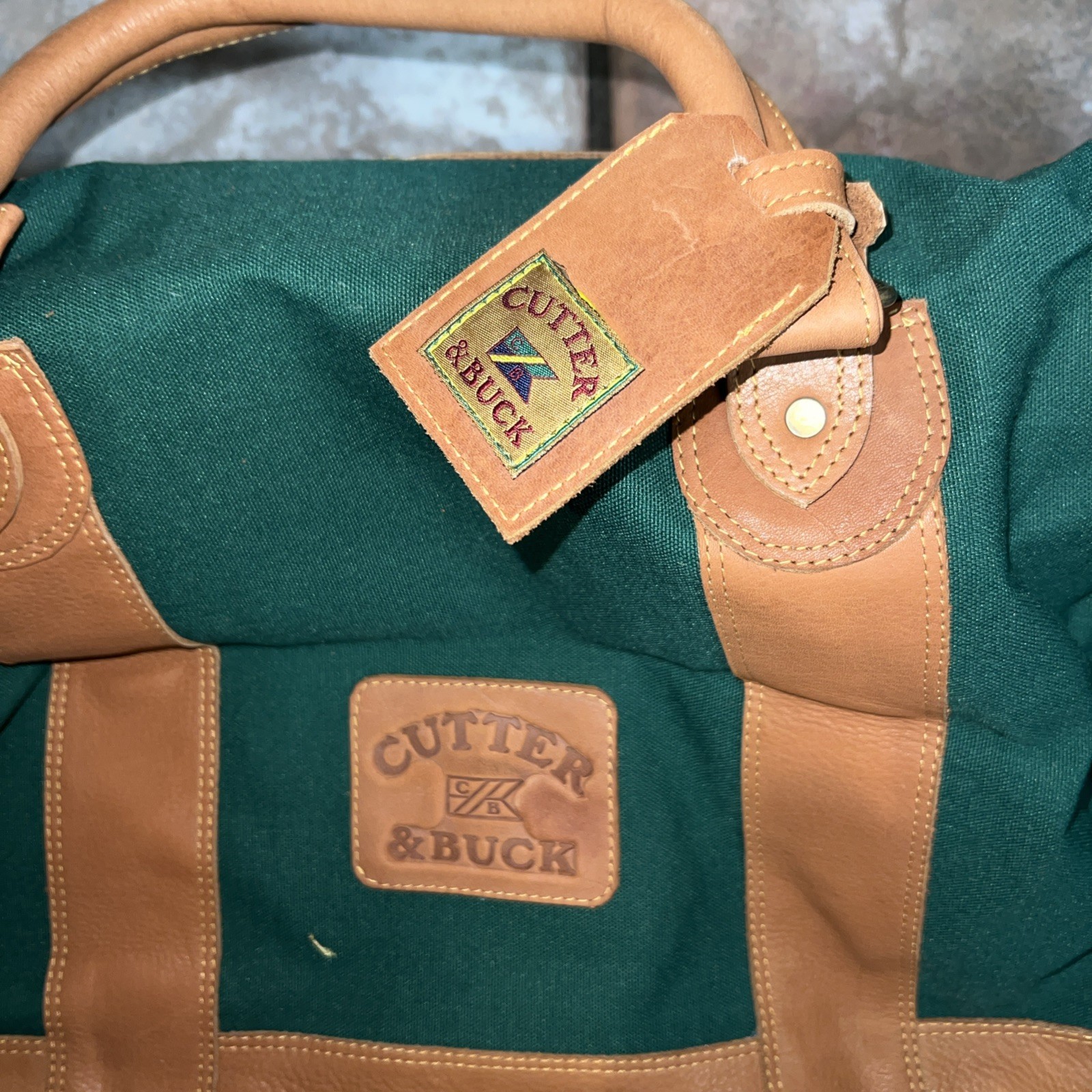 NWT Cutter & Buck 22” Canvas Leather Duffel Travel Weekend Bag YKK ZIPPER, Lock