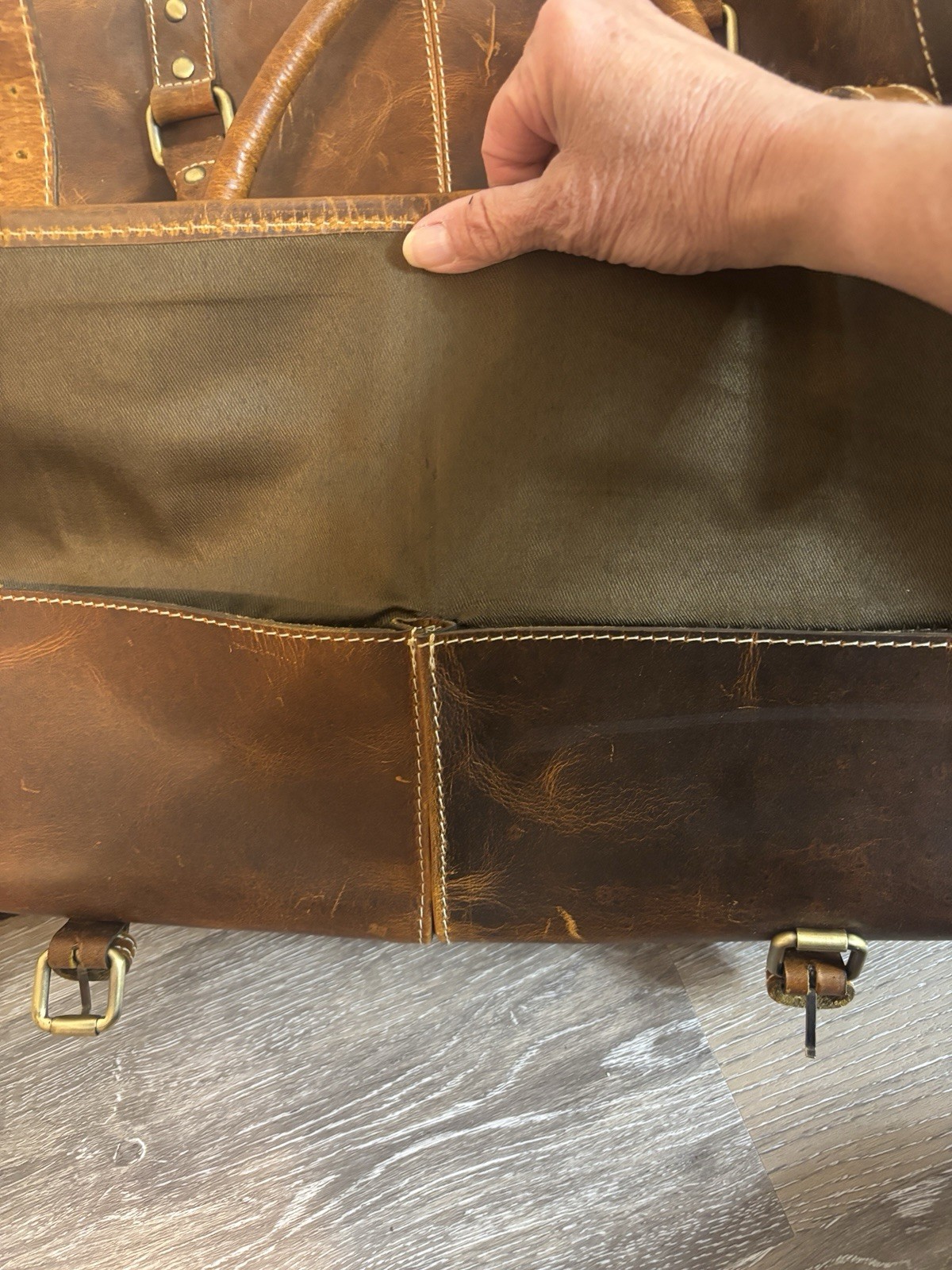 KomalC Leather Duffel Bag Mens Large Brown Overnight Travel Weekender Carry On