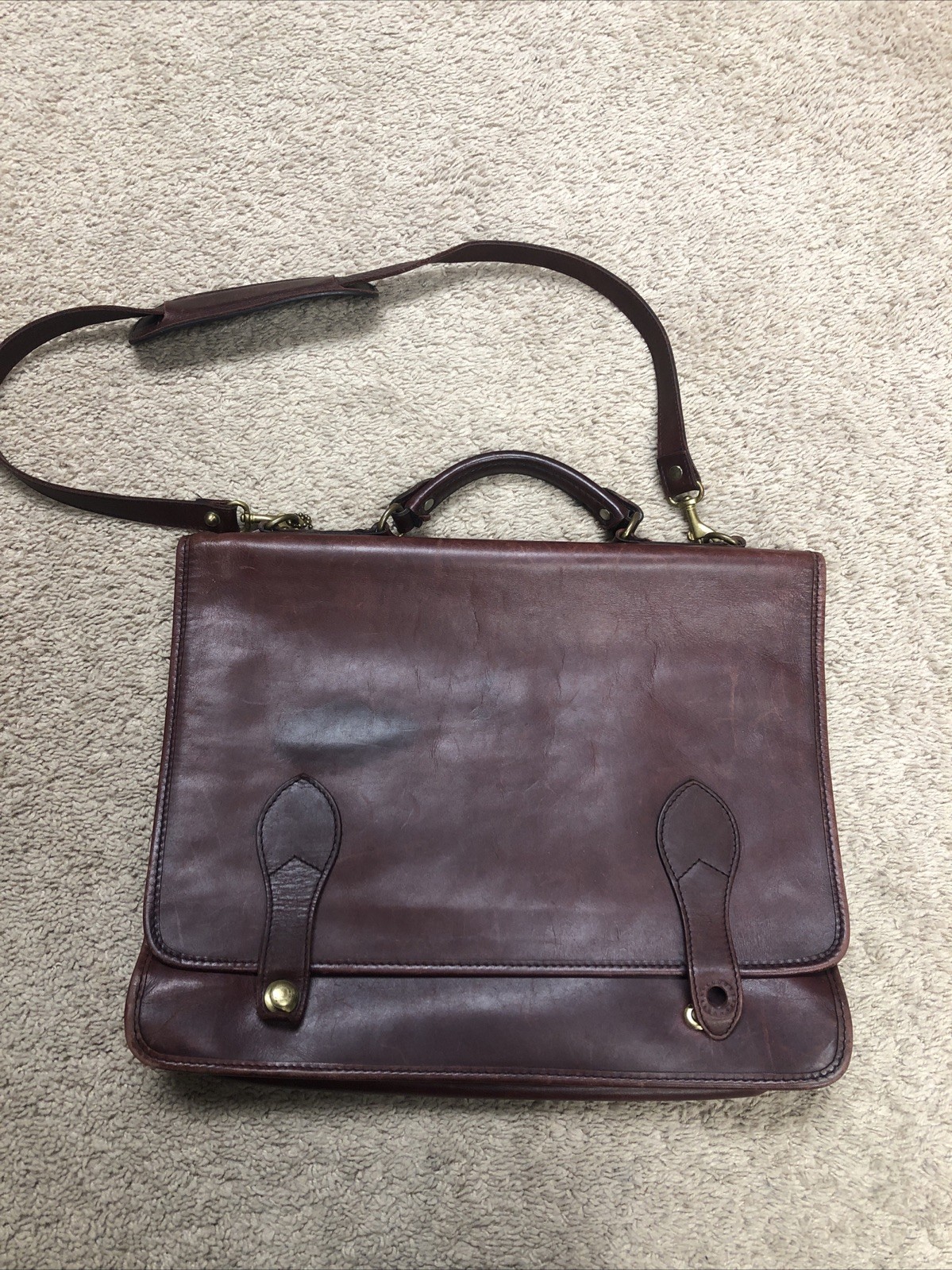 Vtg Schlesinger Burgundy Satchel 16”Briefcase Shoulder Bag Made In USA