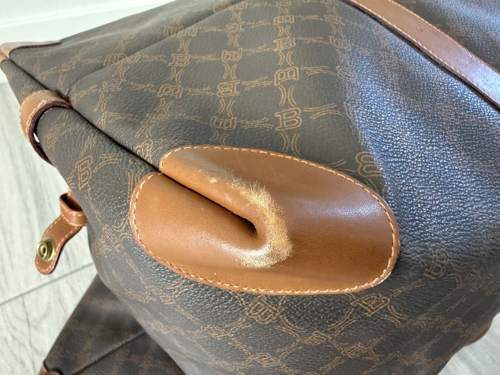 Authentic Vintage BALLY Monogram Canvas Weekender Boston Bag- Made in Italy