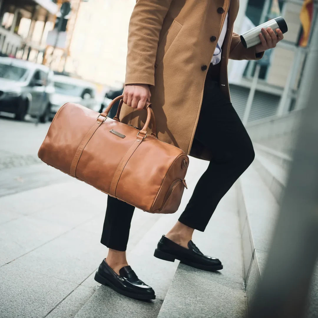 Premium Class Mens Leather Duffle Travel Bag 100 Real Leather