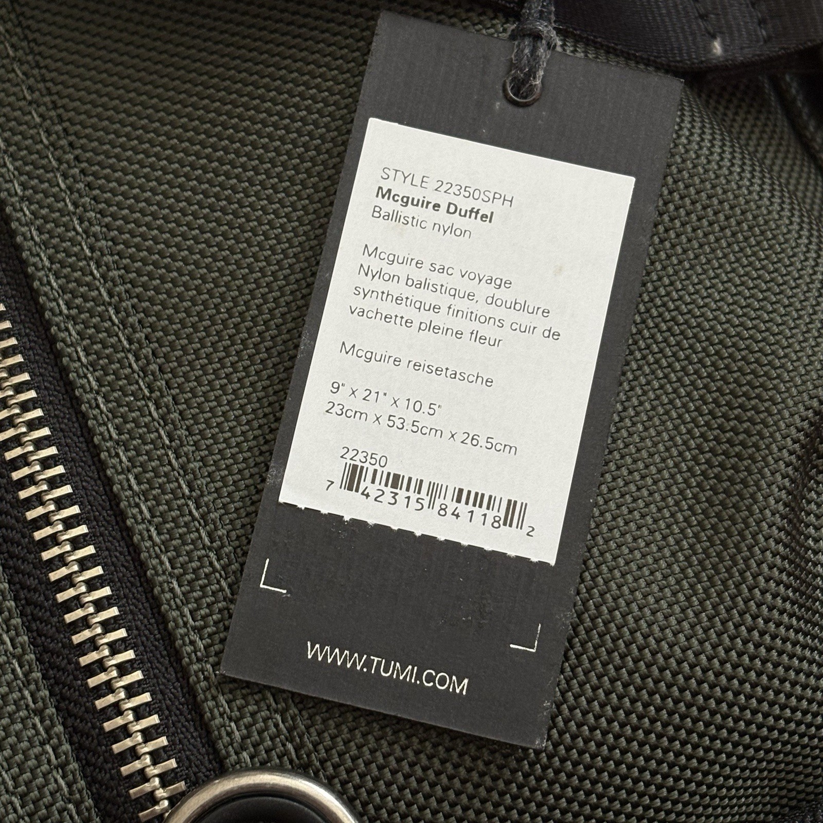 Brand New Rare TUMI Alpha Bravo McGuire Ballistic Nylon Duffel Bag Spruce Color
