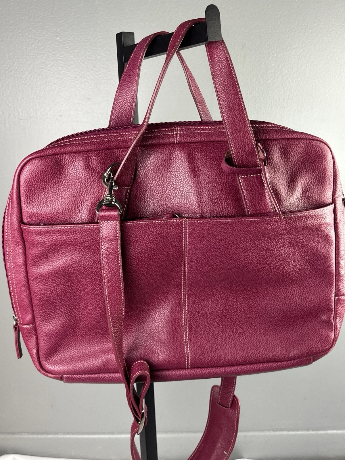 Jack Georges Fuchsia Leather Briefcase Y2K 90s Professional Laptop Bag USA Made